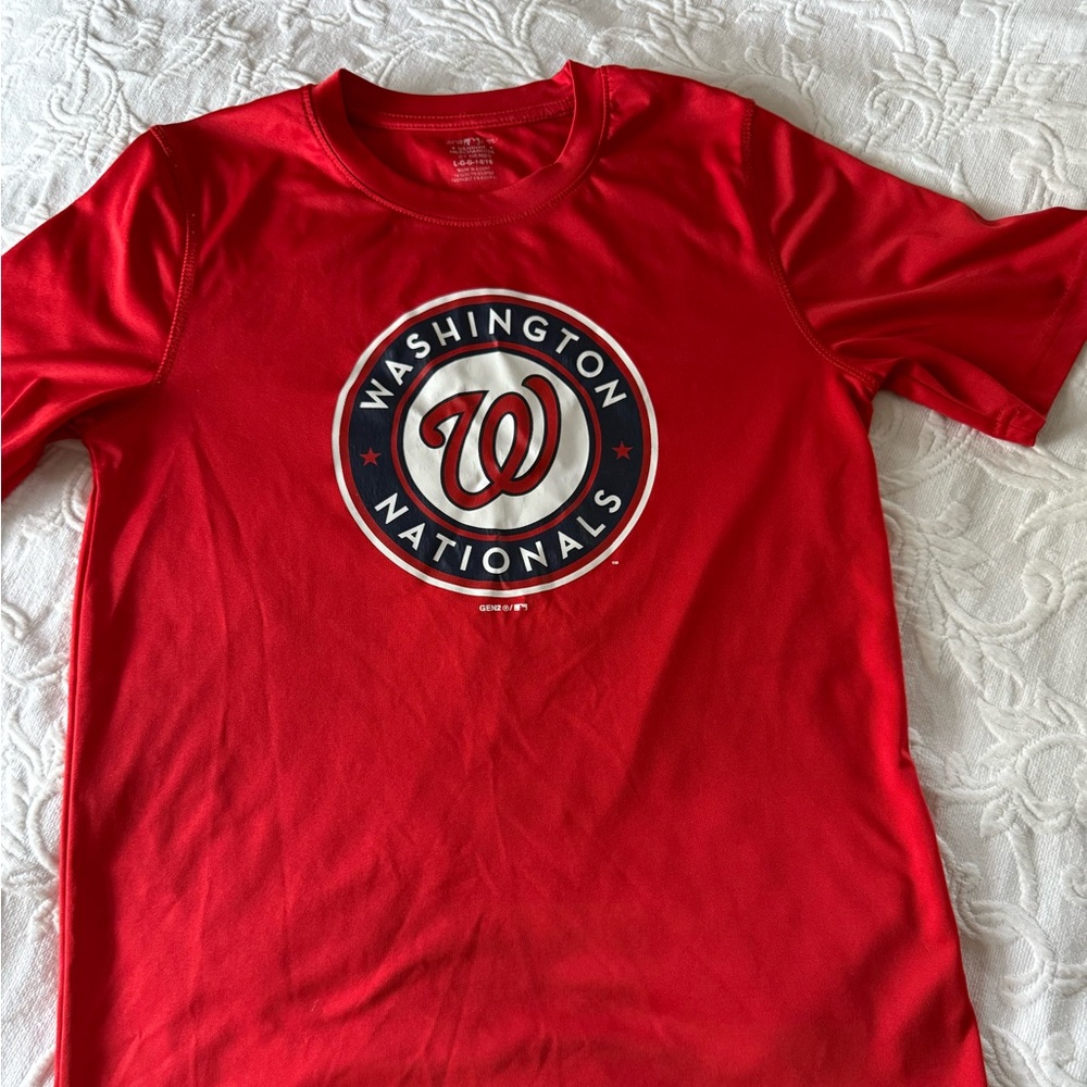 MLB Washington Nationals T-shirt Youth Large 14/16 Polyester Red Baseball